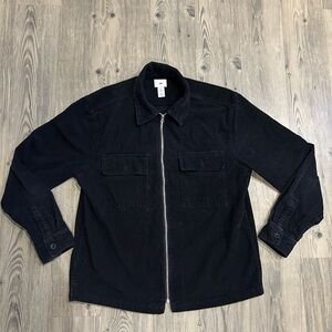 H&M Black Corduroy Zip-Front Jacket